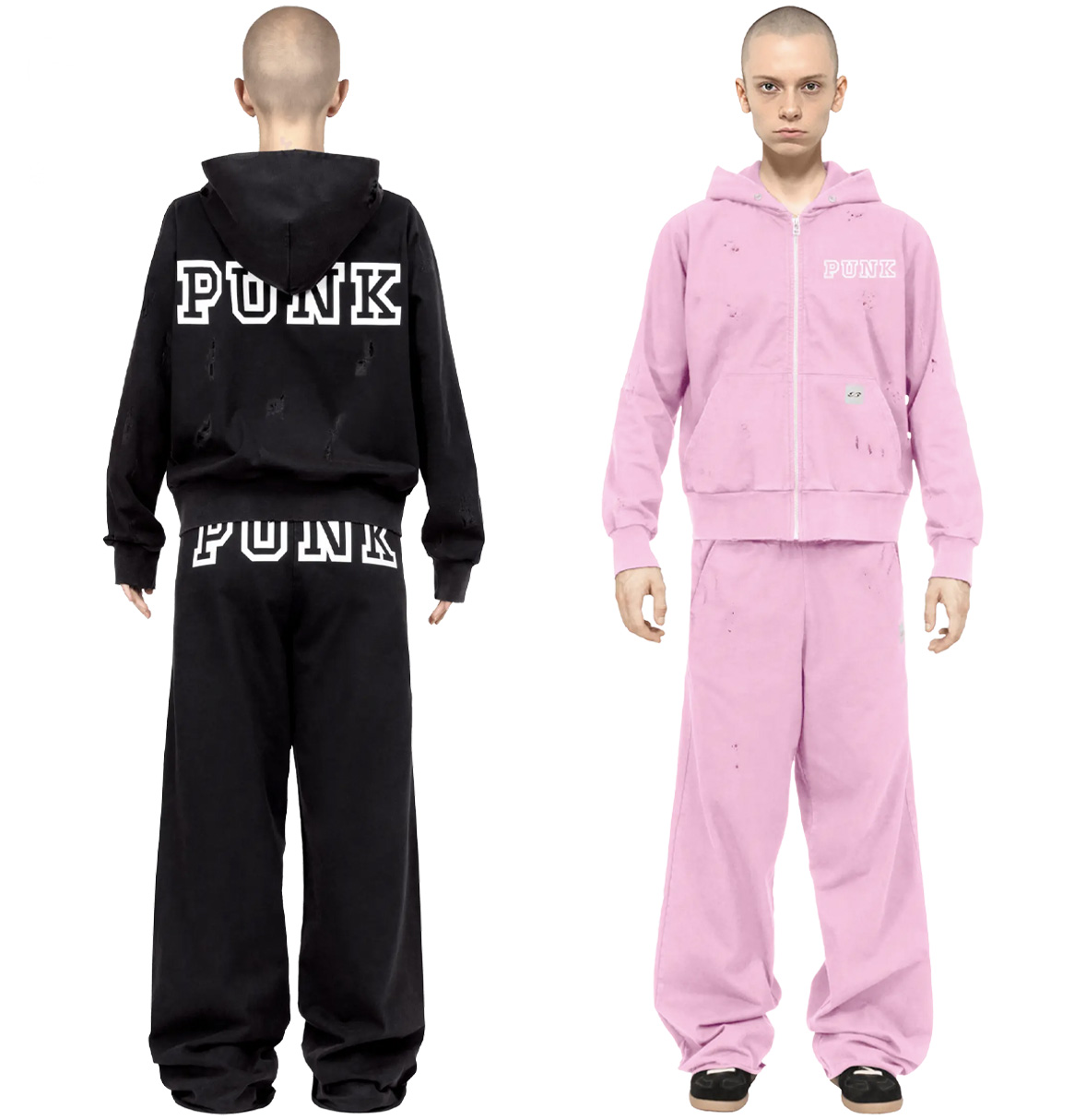 Spoof PINK logo sweatshirt that reads PUNK from Tribute Brand